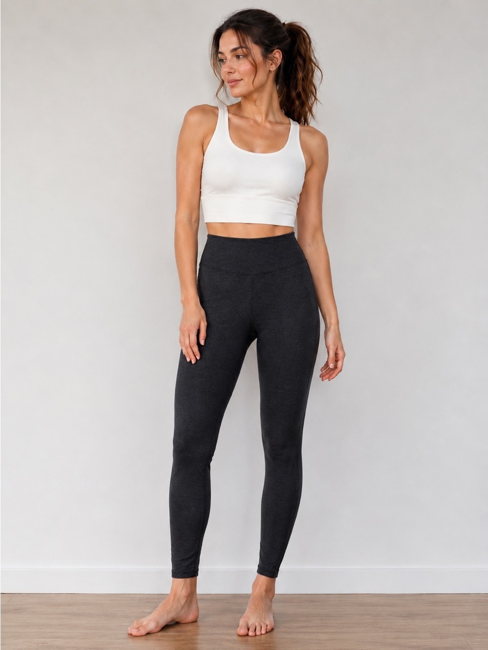 Kyodan Heathered Charcoal Leggings Yoga Activewear Pants Small